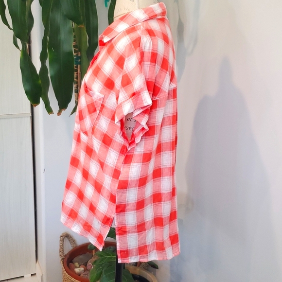 Sanctuary buffalo plaid linen blouse - Picture 2 of 5